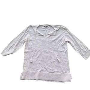 LOFT Lightweight Slub Knit Hoodie Top | Women’s Size M White